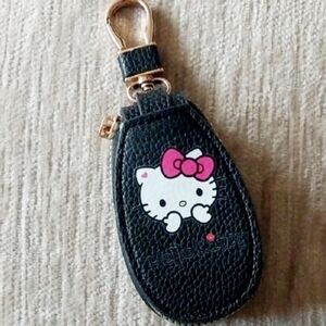BLACK Bag Charm Coin Purse Keychain Hello Kitty